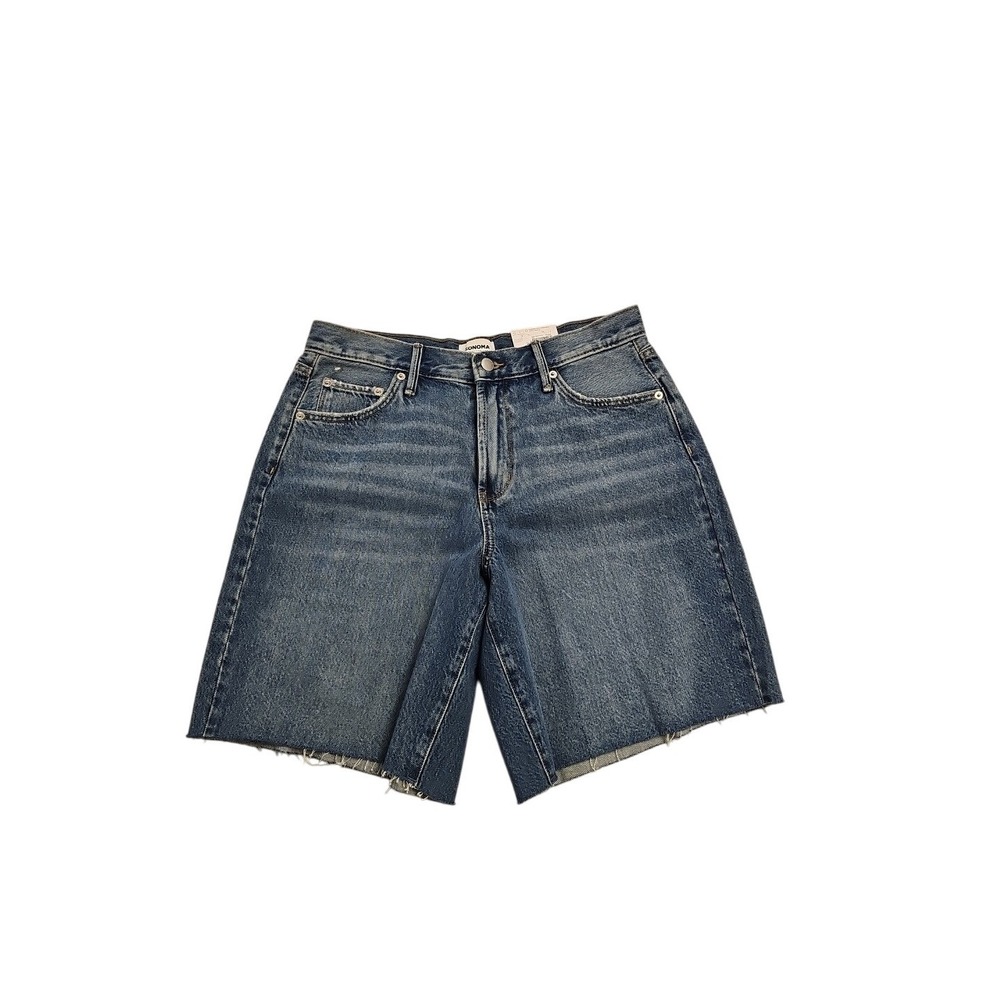 Sonoma Good For Life Women's Mid Rise Raw Hem Denim Shorts Sz 10 Blue New